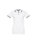 THC ROME WOMEN WH, Polo da donna con rifiniture a contrasto e bottoni, 30138
