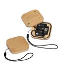 Cable and adapter set in a bamboo box, Beige, MA3388413
