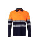 VL PLUTO LARGE, Two-tone piqué polo shirt (150g/m²) with long sleeves, in cotton (55%) and polyester (45%), 36140