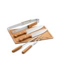 FLARE, Five-piece wooden and stainless steel barbecue set with bamboo board, Black, 54142-103