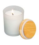 Candle in frosted glass with bamboo lid, Transparent, MA7316566