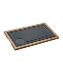 Servierbrett aus Schiefer und Holz, Schwarz, MA8055803