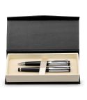ORLANDO, Metall-Rollerball- und Kugelschreiber-Set mit Clip, Silber, 81193-107