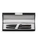 IMPERIO, Metall-Rollerball- und Kugelschreiber-Set mit Drehmechanismus, Schwarz, 81194-103