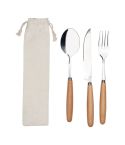 Besteck-Set in einem Baumwoll-Beutel, Beige, MA8358213
