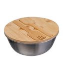 Salatschüssel mit Bambusdeckel, 2000 ml, grau, MA8561307