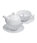 Teekanne mit Tasse und Untersetzer, Weiß, MA8885406