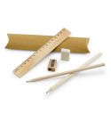 RHOMBUS, Schul-Schreibset: Lineal, Bleistift, Radiergummi und Anspitzer, natürlich, 91932-160
