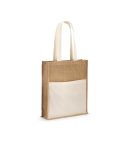 BRAGA, Jute bag (240 g/m²) with pocket in 100% cotton (140 g/m²), Natural, 92823-160