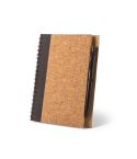VICENTE, B6 Notizbuch aus Kork und recyceltem Polyester (100% rPET) mit Kugelschreiber, Schwarz, 93285-103