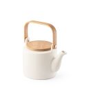 GLOGG, 700 mL ceramic teapot with bamboo lid, Pastel white, 94255-116