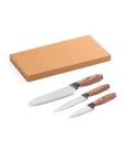 BAHARAT, set di 3 coltelli da cucina con lame in acciaio inossidabile e manici ergonomici, naturale, 94395-160