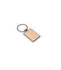 GASTON RECTANGULAR, Rectangular iron keychain in zinc and bamboo, Natural, 95118-160
