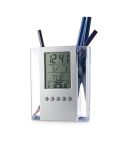 EDEM, Multifunctional digital desk clock with pen holder, Satin silver, 97065-127