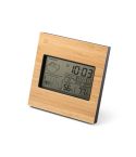 BROMLEY, Desktop weather station with LCD screen in ABS and bamboo, Black, 97099-103
