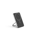 WARSHEL 5, 5000 mAh magnetska power banka s 15W superbrzim bežičnim punjačem u recikliranom ABS-u (100% rABS) s stalkom, tamno siva, 97142-133