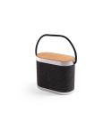 GUETTA, altoparlante portatile 5W con caricatore wireless superveloce da 15W e durata batteria di 2h in bambù e PET riciclato (100% rPET), grigio scuro, 97183-133