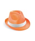 MANOLO POLI, cappello in PP con nastro in poliestere bianco, 99086