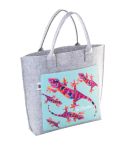 CreaFelt Shop A, po meri izdelana nakupovalna torba, belo / sive, AP716518