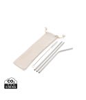 Reusable stainless steel 3 pcs straw set, silver, XDP269.572