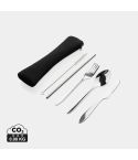 Set di 4 posate riutilizzabili in acciaio inox, argento, XDP269.632
