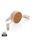 Cork and Wheat 6-in-1 retractable cable, khaki, XDP302.369