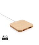 Bamboo 5W wireless charger with USB, brown, XDP308.149