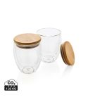 Doppelwandiges Borosilikatglas mit Bambusdeckel 250ml 2er-Set, Banner, XDP432.140
