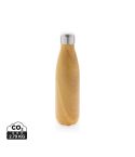 Vakuumisolierte Flasche aus Edelstahl mit Holzoptik, Gelb, XDP436.486