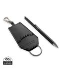 Set portachiavi e penna SP Tula certificato RCS in rPET PU, nero, XDP820.9701