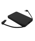 Power bank 5000 mAh s integriranim kabelima, adapter uključen | Presley, crno, V0905-03