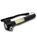 Emergency torch 1 LED COB, seat belt cutter, safety hammer | Flint, black, V0925-03