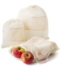 Organic cotton bag set for fruits and vegetables, 3 pcs, mixed, V0945-00