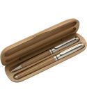 Schreibset, Kugelschreiber und Rollerballpen, braun, V1300-17