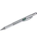 Multifunctional ball pen, ruler, spirit level, touch pen, silver, V1919-32