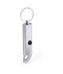 Portachiavi in alluminio riciclato, apribottiglie, luce LED, argento, V2106-32