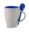 Ceramic mug 300 ml with spoon, blue, V5269-04