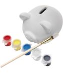 Sparschwein zum Bemalen, Farben und Pinsel, Weiß, V6453-02