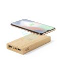 Bambusova brezžična power banka 10000 mAh, brezžični polnilec 5W, solarni polnilec, rjava, V8335-16