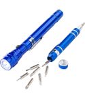 Tool set, screwdriver, 8 bits, 3 LED telescopic torch, V8763