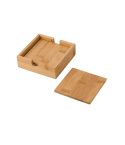 Bamboo cup coaster set, 4 pcs, brown, V8871-17