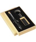 Confezione regalo, penna a sfera, portachiavi, nero, VA593-03