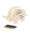 Wooden money box animal for colouring, crayons, VA761