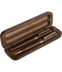 Set da scrittura, penna a sfera e penna roller ball, marrone, VB206-16