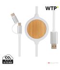3-v-1 kabel z 5W brezžičnim polnilcem iz bambusa, bela, XDP302.253