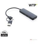 RCS recikliran plastični USB hub z dvojno vhodno povezavo, črna, XDP308.261