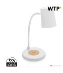 Lampada da scrivania wireless da 15W in plastica riciclata e sughero Zenara RCS, bianco, XDP514.0303