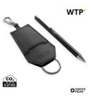 Set di portachiavi e penna in PU riciclato certificato RCS SP Tula, nero, XDP820.9701