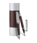 Writing set in aluminium et metal, brown, B11213M