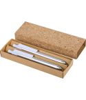 Schreibset aus recyceltem Aluminium, recyceltem ABS und Kork, natürlich, B11837